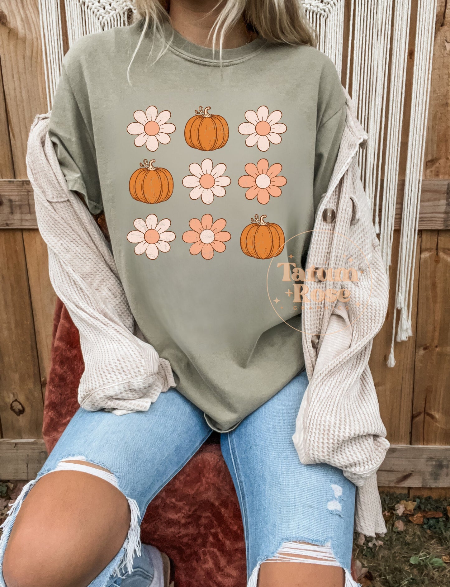 Retro Pumpkin Flowers Tee