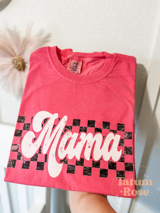 Pink+White Retro Mama Tee