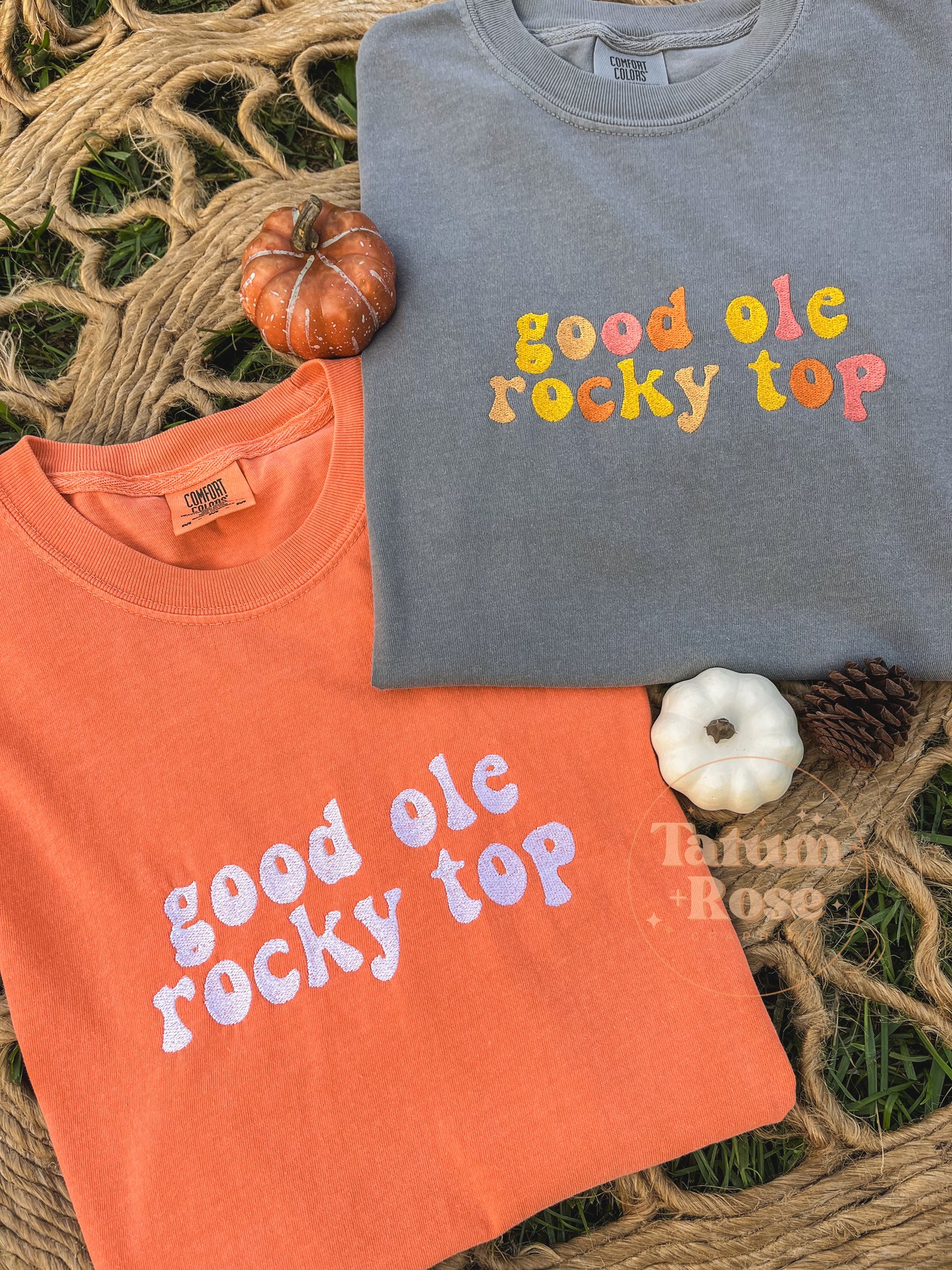 Rocky Top Embroidered Orange & White Tee