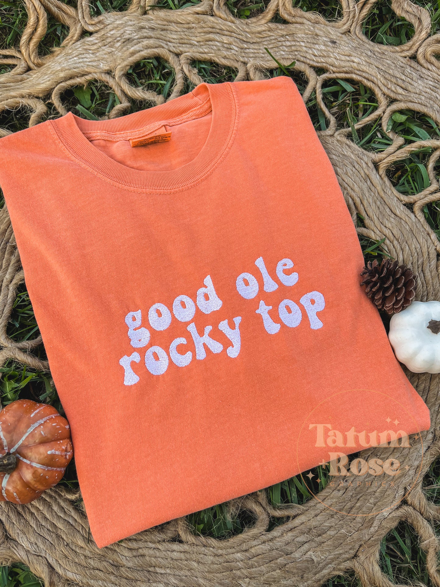 Rocky Top Embroidered Orange & White Tee