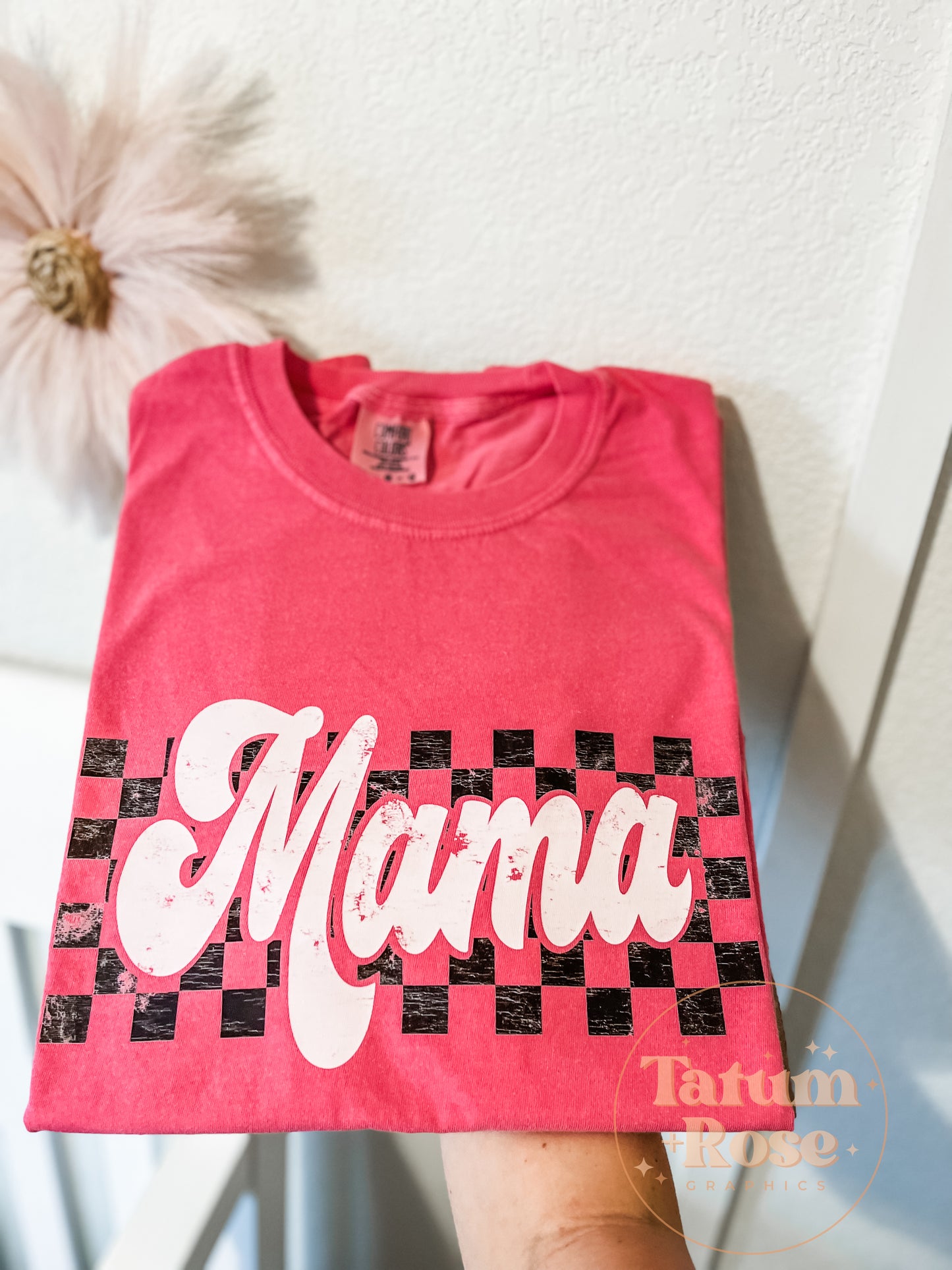 Pink+White Retro Mama Tee