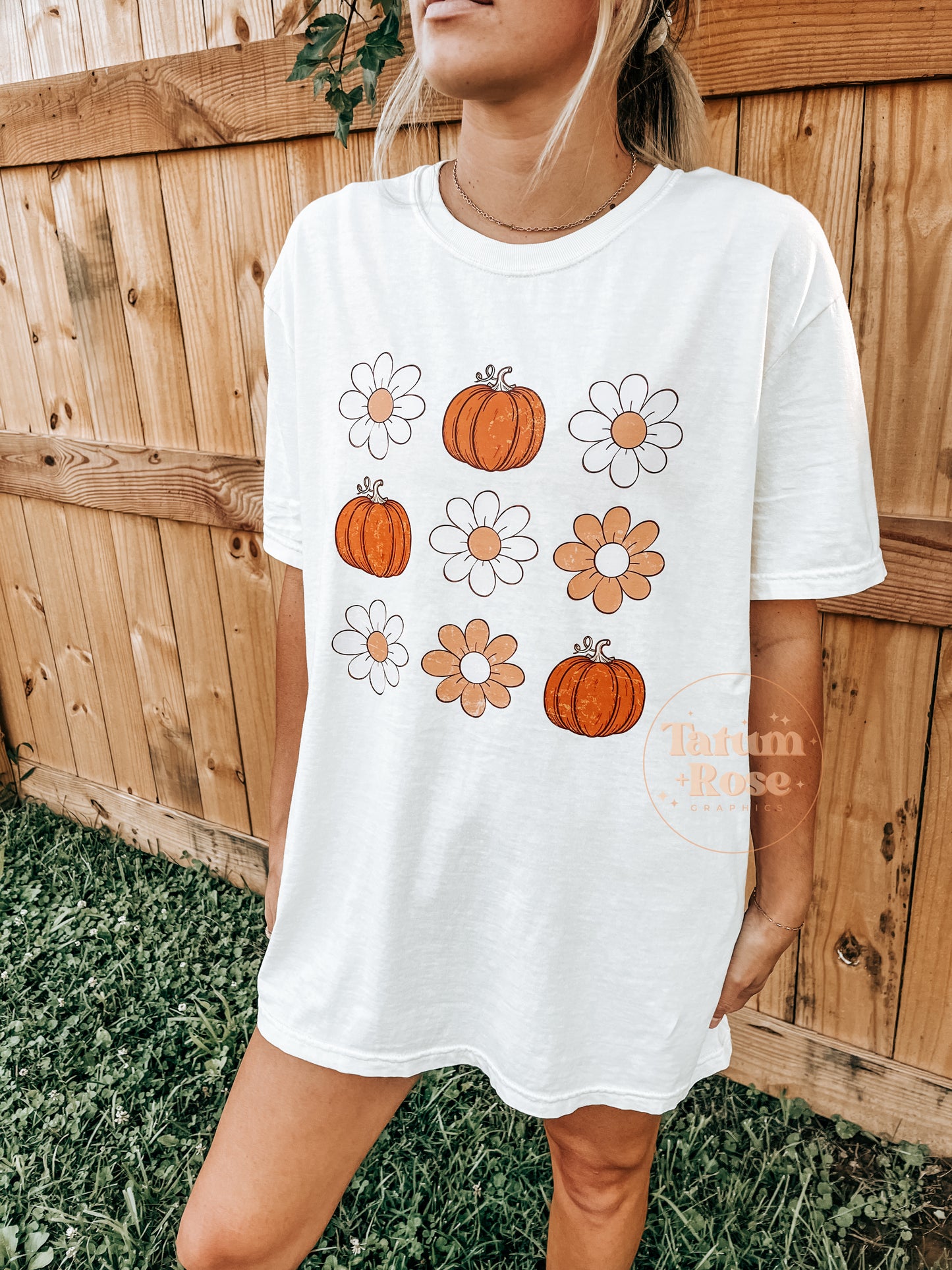 Retro Pumpkin Flowers Tee